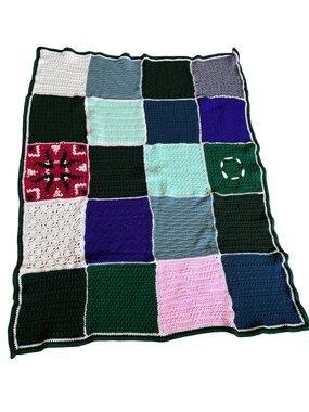 Handmade Crochet Patchwork Blanket Afghan. Granny square. Like new!